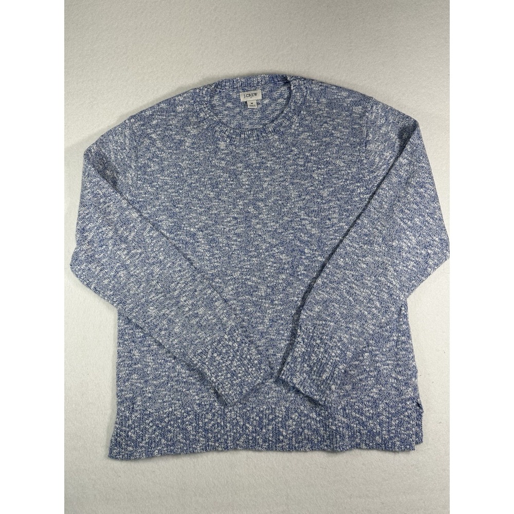 J. Crew Blue White Marl Cotton Blend Crewneck Sweater Men's Medium BQ689 SU24